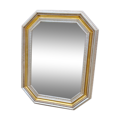Miroir octogonal bois à frise d'oves années 20 66x86cm