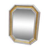 Octagonal mirror wood with frieze of oves, beveled mirror, 20s 66x86cm