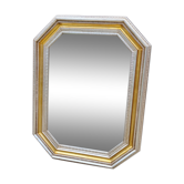 Octagonal mirror wood with frieze of oves, beveled mirror, 20s 66x86cm