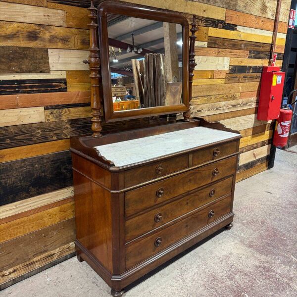 Commode de toilette ancienne en acajou - Fin XIXe siècle