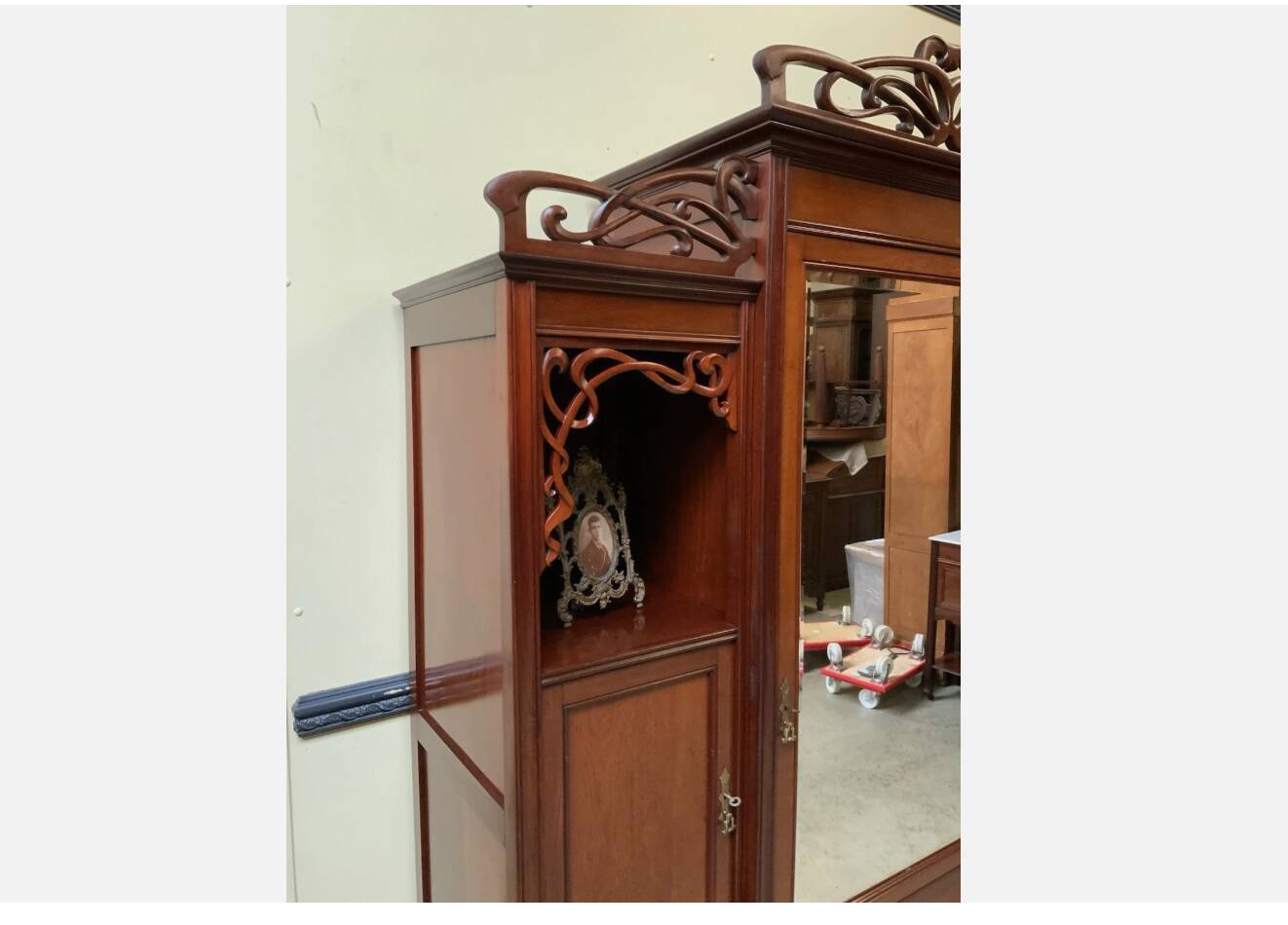 Antique Art Nouveau wardrobe, linen cupboard