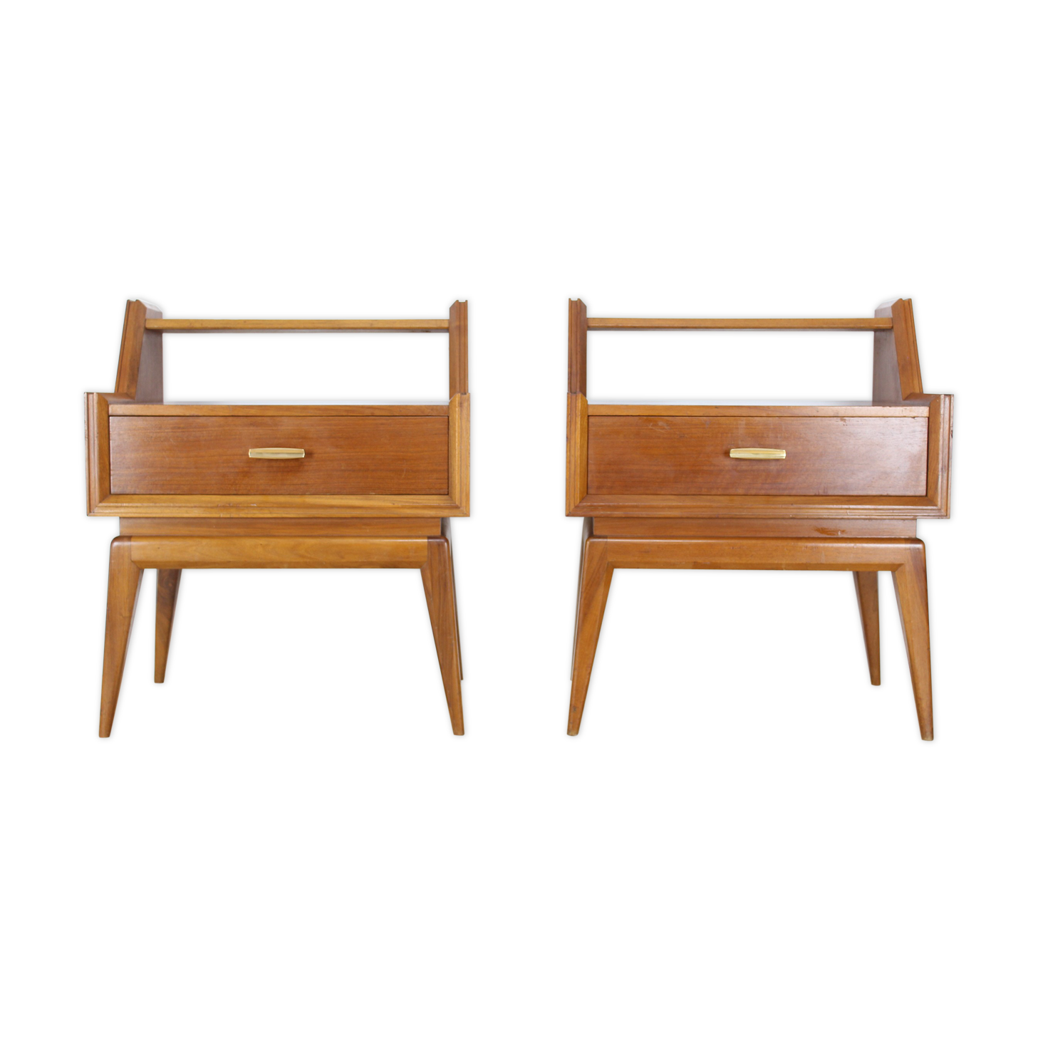 Pair of bedside tables or wooden nightstand, mid century, Scandinavian