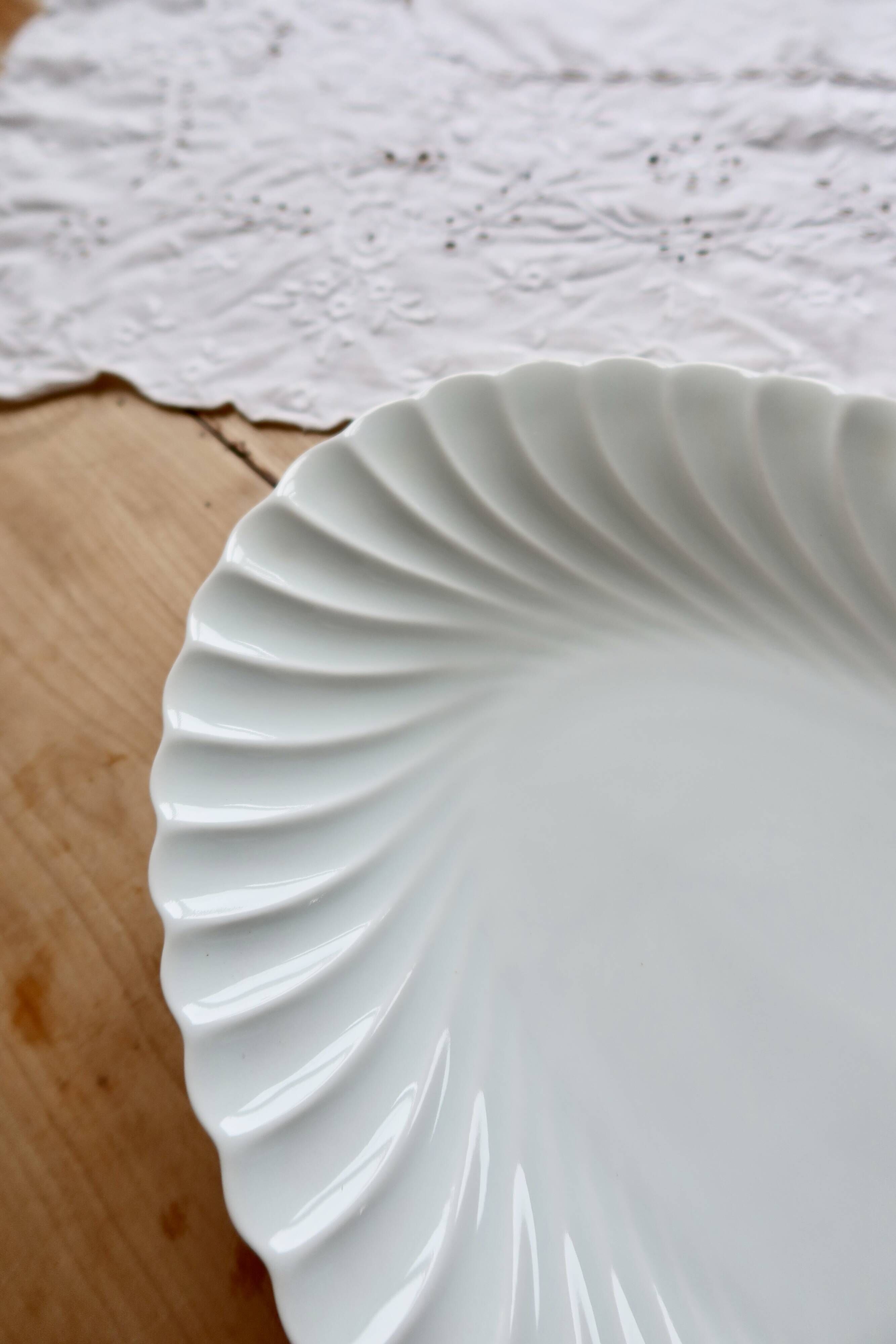 Vintage oval serving dish white twisted porcelain Limoges Haviland
