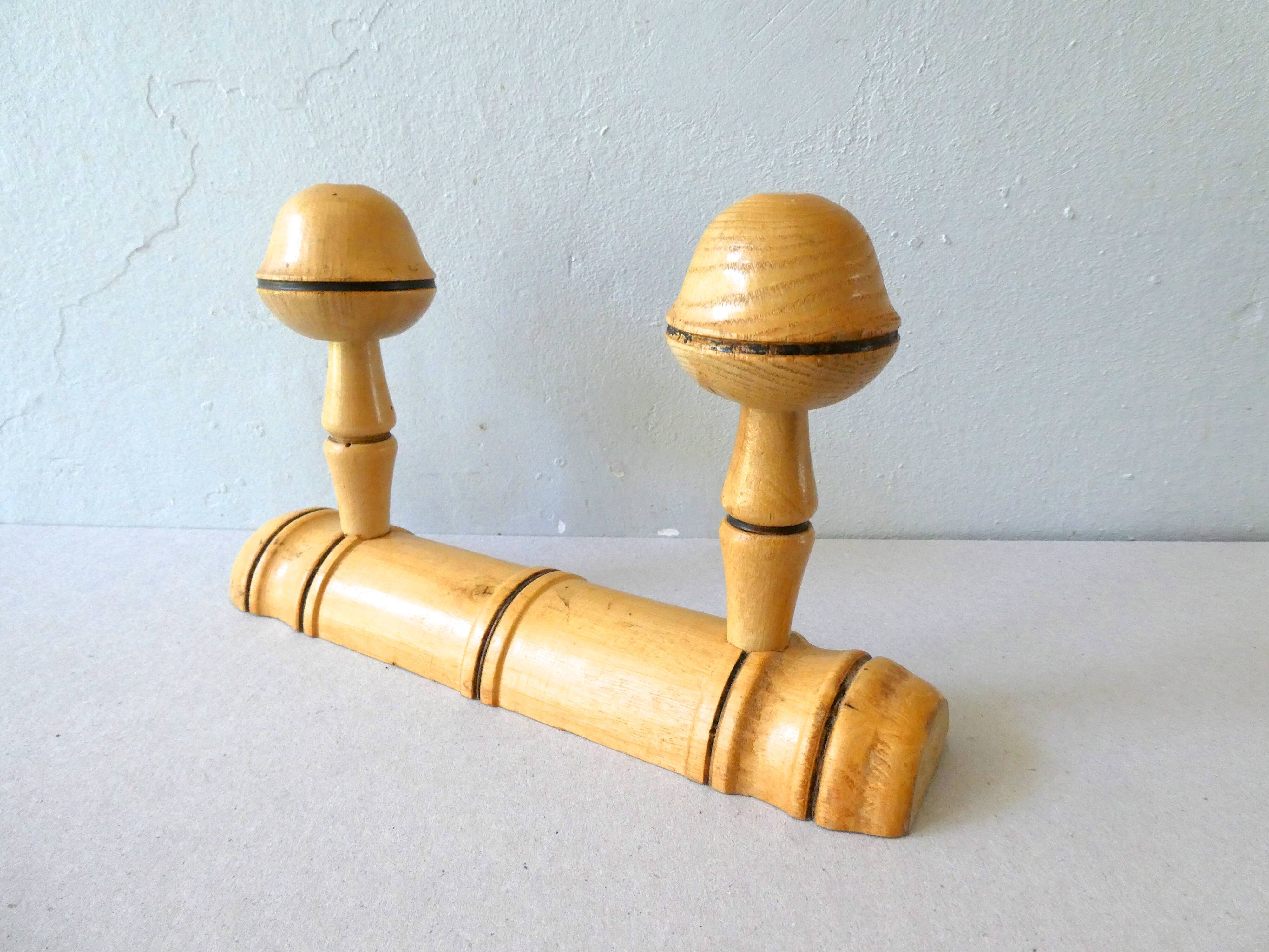 2 wooden pads coat rack imitating bamboo