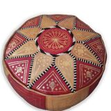 Moroccan leather pouf