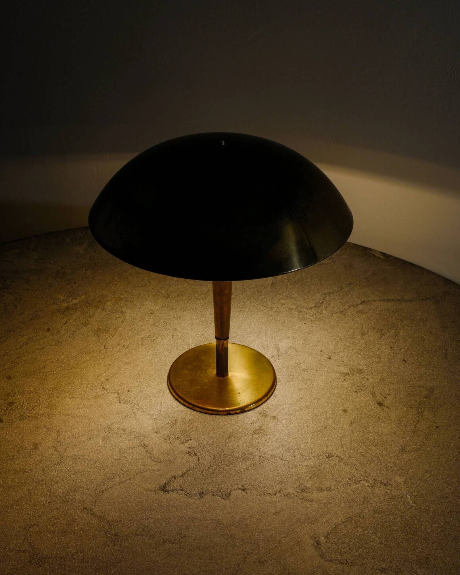 Vintage Finnish "5061" Brass Table Lamp by Paavo Tynell for Taito, 1940s