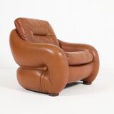 Sculptural Italian design leather lounge chair from 1960’s