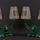 Paire de lampes en faïence verte et dorée, circa 1940