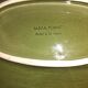 9 English green dessert plates; Pornic's varnished faience. Painted hand.