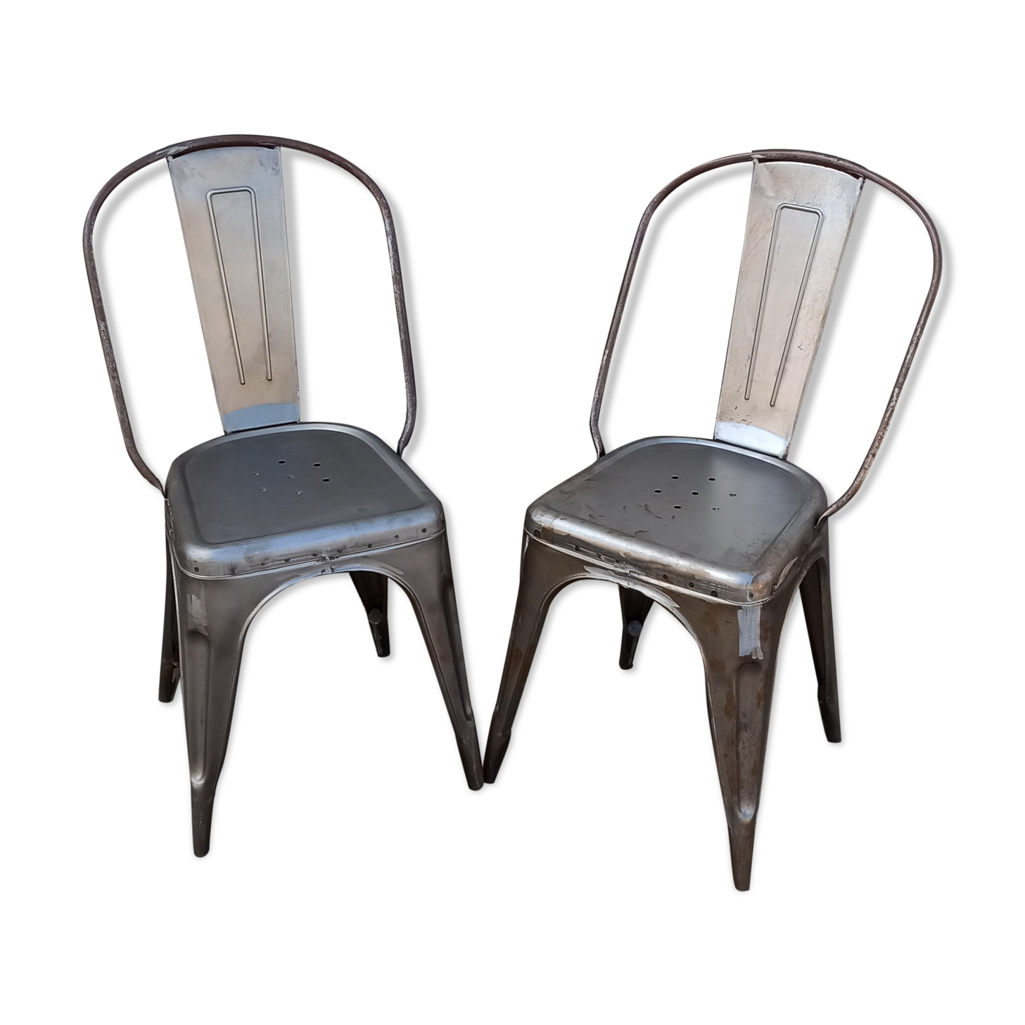 Paire de chaises en métal gris