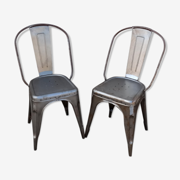 Paire de chaises en métal gris