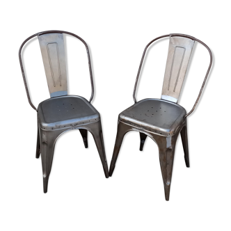 Paire de chaises en métal gris