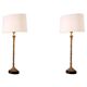 Paire de lampes de table, finition laiton patiné et base en granit noir, belle qualité et style recherché