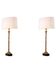 Pair of table lamps, patinated brass finish and black granite base, beautiful quality and sought-after style.