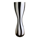 Habitat black and white striped blown glass vase