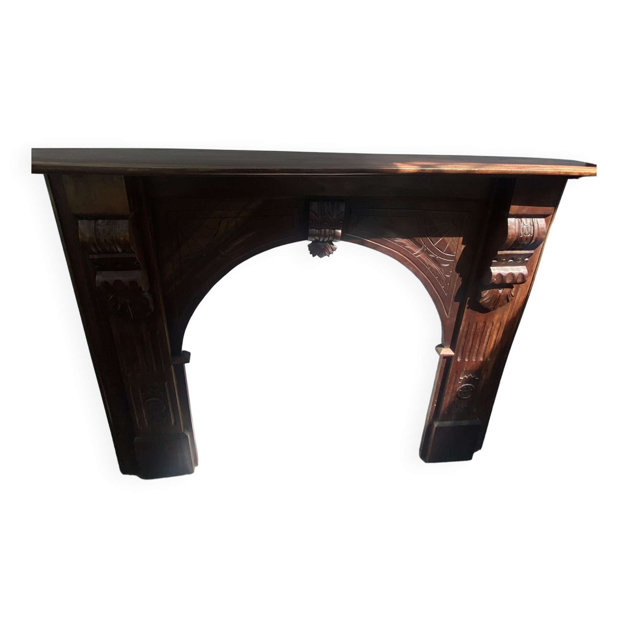 Wood fireplace mantle