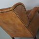 Vintage Dutch cognac coloured leather club chair, with footstool