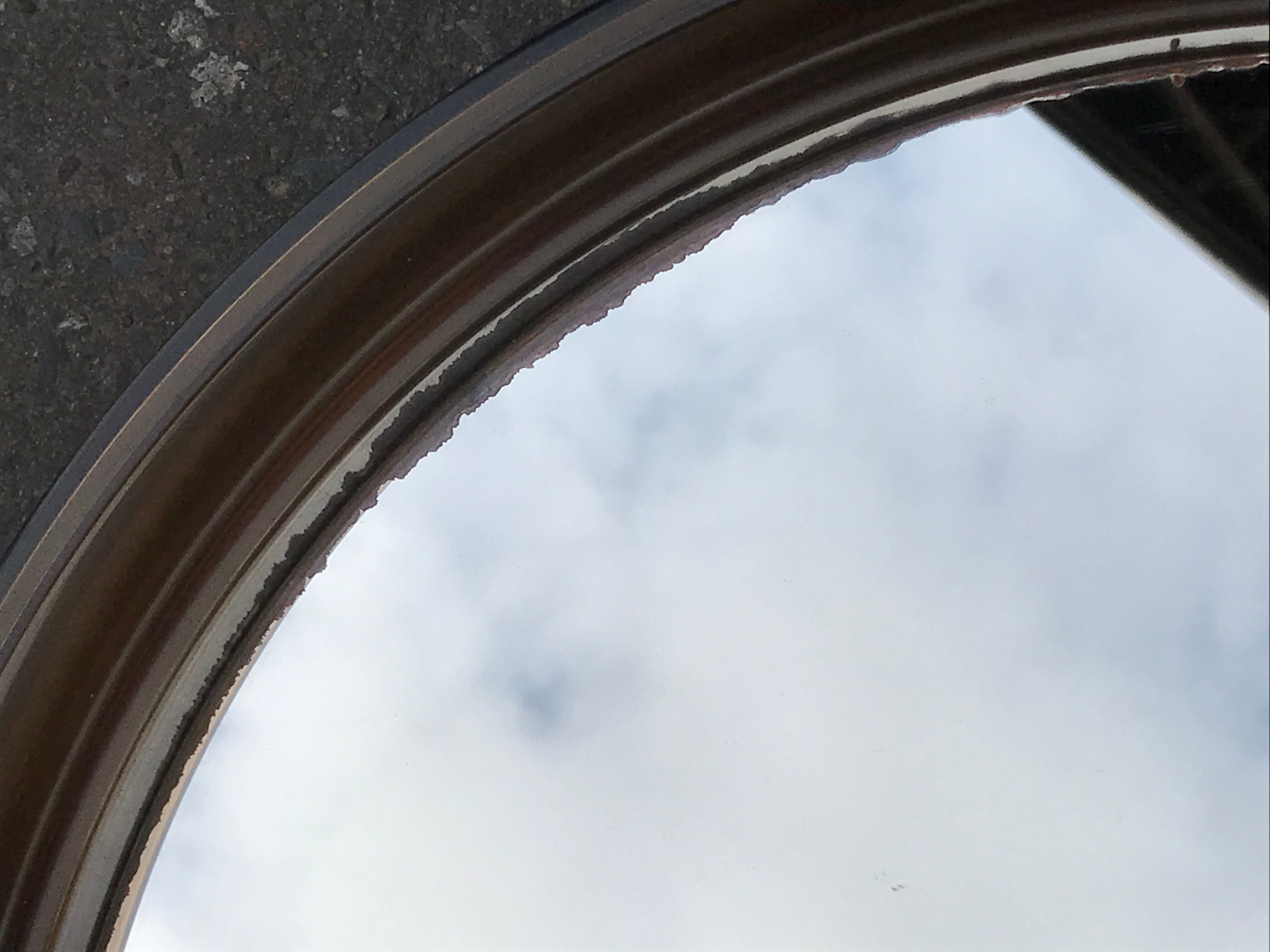Round mirror plexiglass smoked gilac 1970 brown 40 cm
