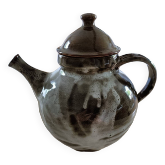 Handmade teapot in flamed stoneware