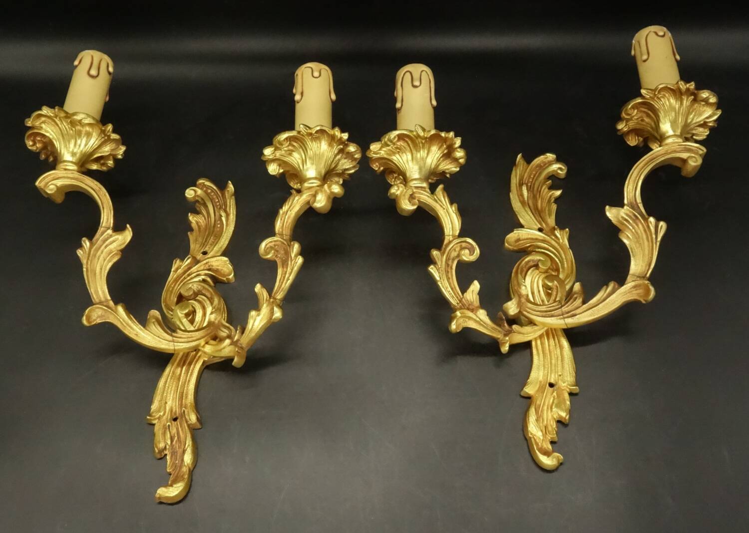 Pair of Louis XV style wall lights from Lucien GAU - gilded bronze