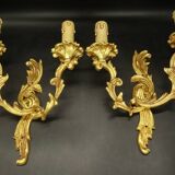 Pair of Louis XV style wall lights from Lucien GAU - gilded bronze