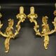 Pair of Louis XV style wall lights from Lucien GAU - gilded bronze