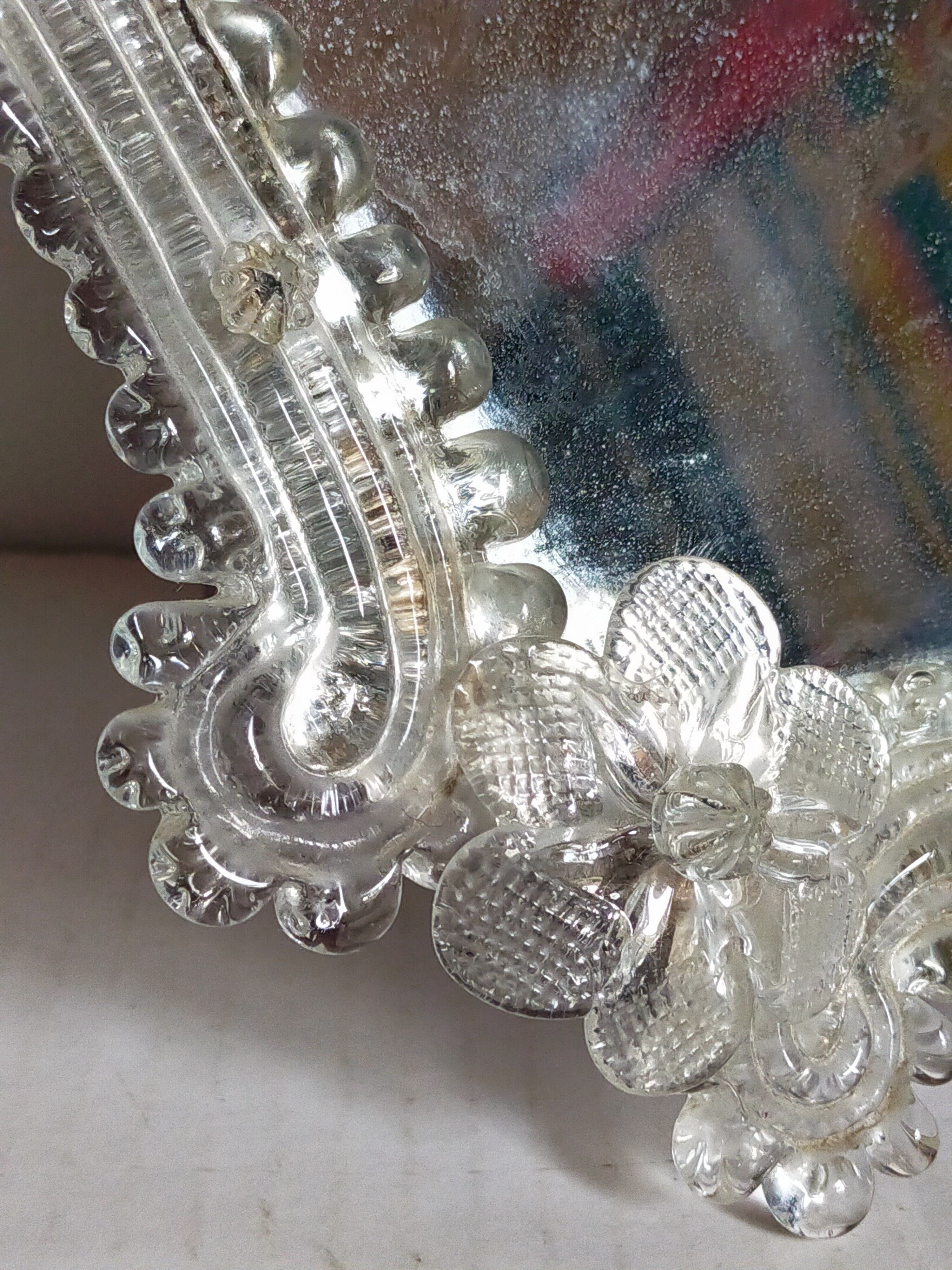 Venetian mirror 22cm X 24 cm Murano glass to pose 50s