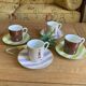 4 cups and saucers porcelain Menard de Noblat - shopping series