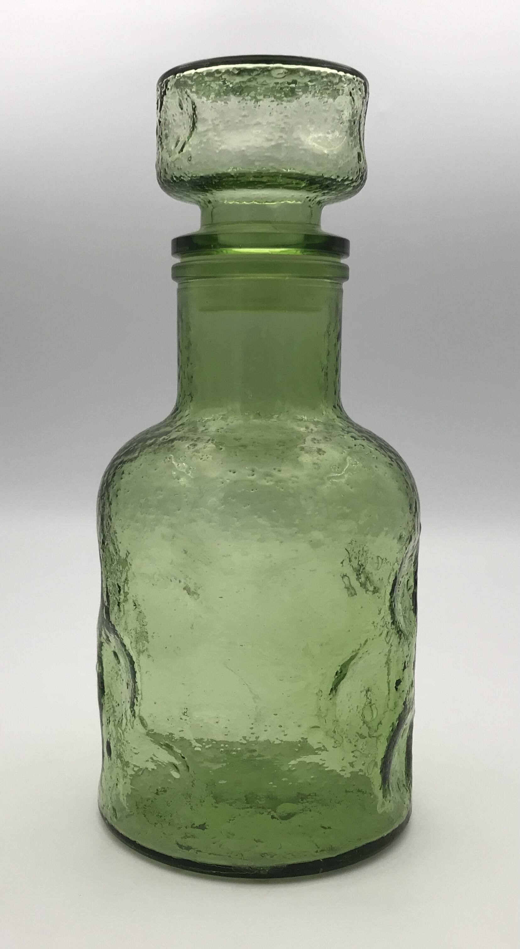 Vintage Green GLASS CARAFE in Empoli style with effect 24.5 cm