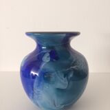 Vase Biot J M Operto verre multicouches vintage