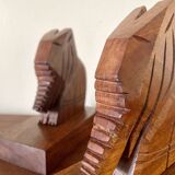 Wooden elephant bookends, handcrafted 1960