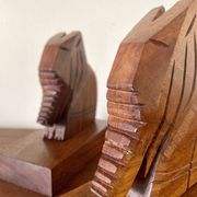 Wooden elephant bookends, handmade 1960