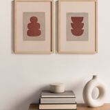 A pair of abstract paintings on paper, signed eawy