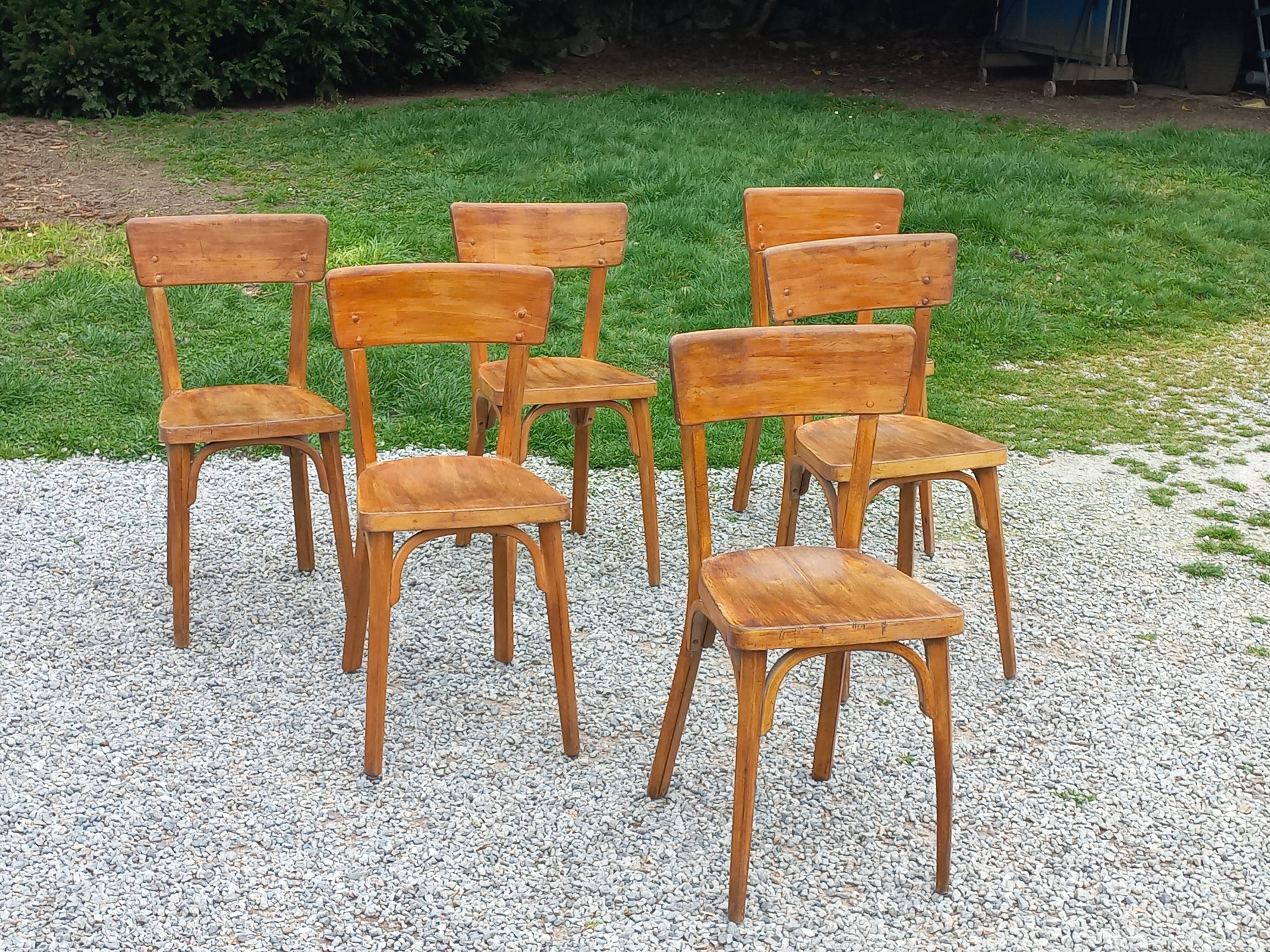 Set of 6 1950s bistro chairs
