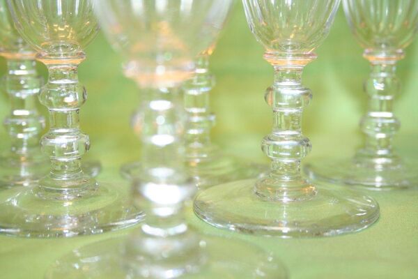 Set de 6 flutes a champagne cristal taillé cotes plates Baccarat Saint Louis 19ème