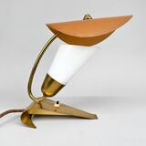 Lampe de table Art déco rare en laiton et verre laiteux, années 1930