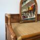Coiffeuse bureau en rotin vintage