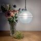 Vintage art deco tulip pendant light in blue and gold glass