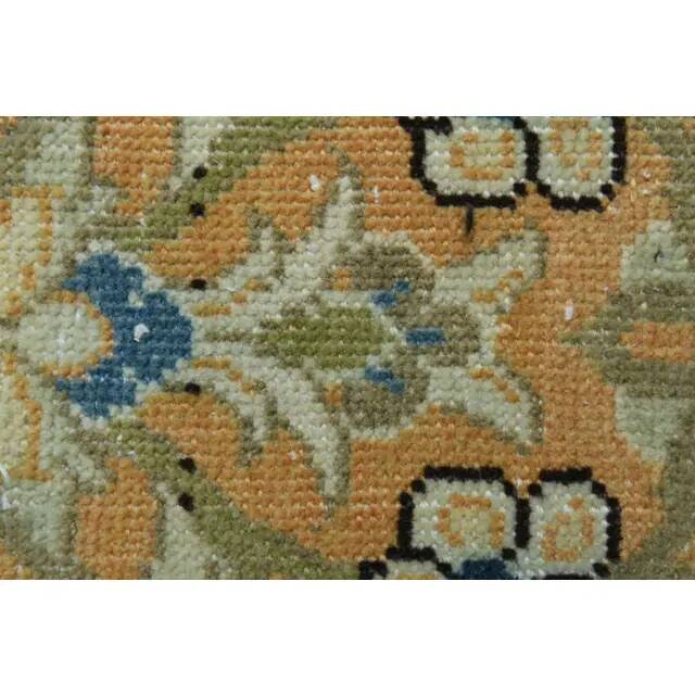 1970s Vintage Turkish Oushak Handmade Wool Cotton Orange Runner Rug 117x312