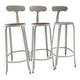 Tabourets de bar nicolle® – métal blanc & cuir – lot de 3 – hauteur 75
