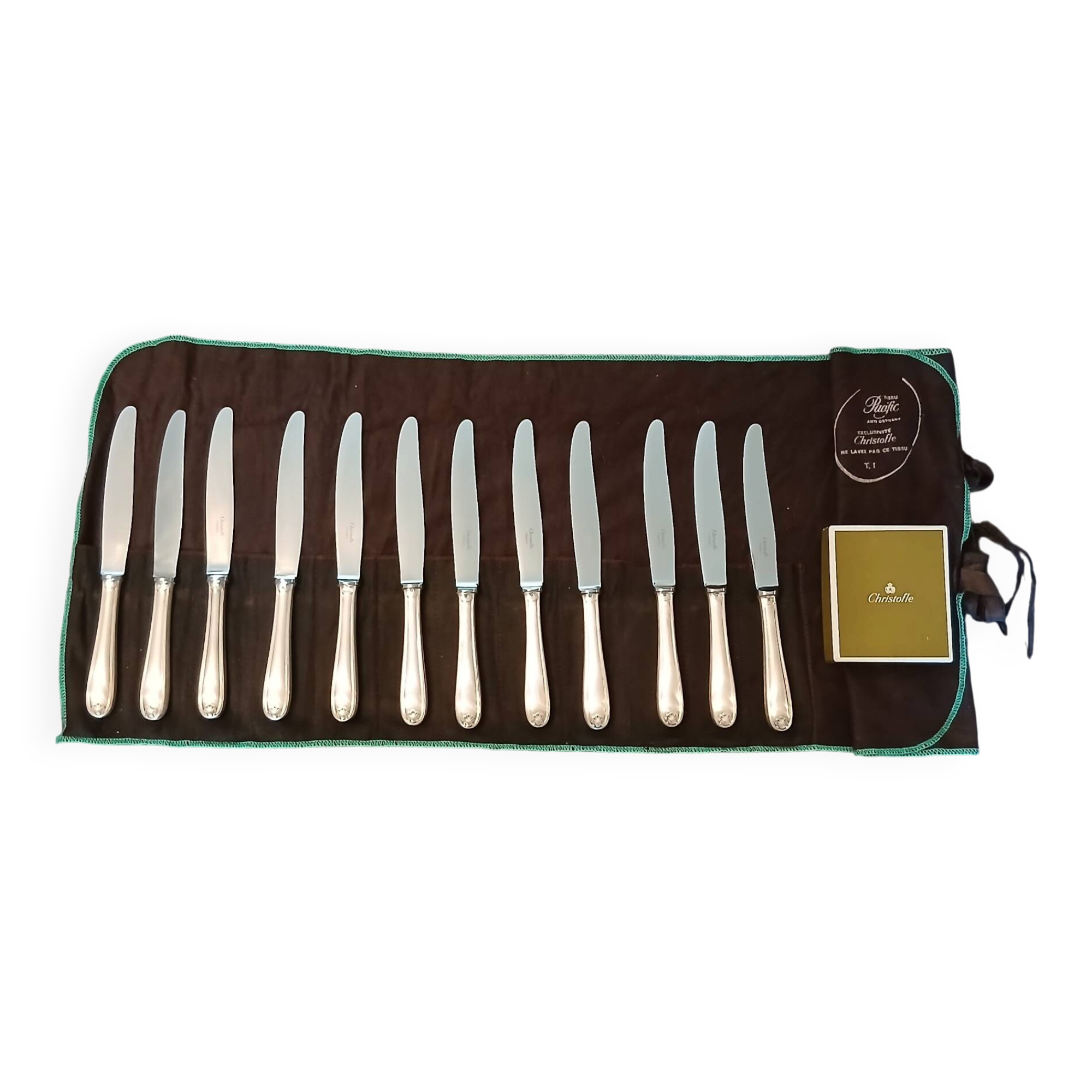Christofle Vendôme shell 12 large knives silver-plated