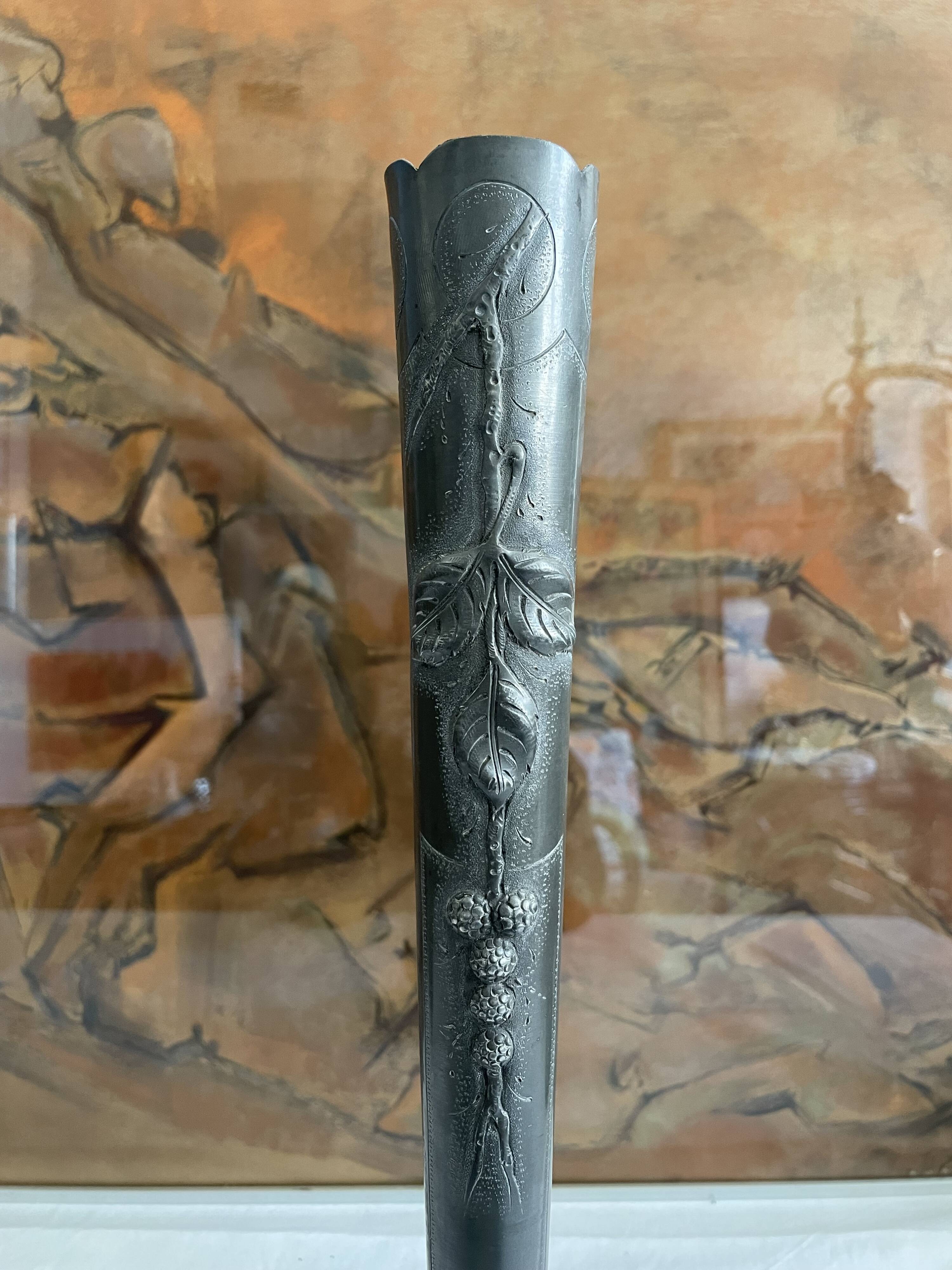 1900 art nouveau pewter vase