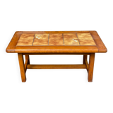 94cm Solid Wood and Tile Farmhouse Coffee Table