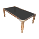 bamboo imitation coffee table and 60s glass tray