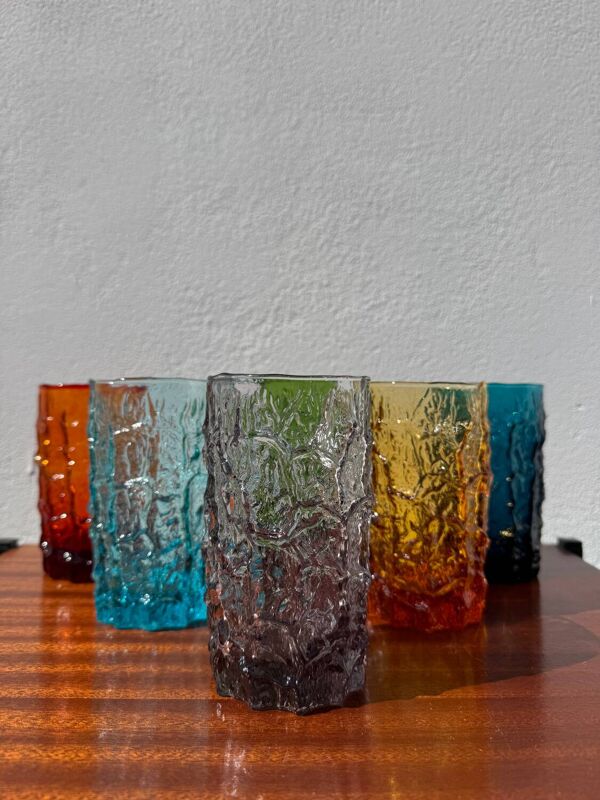 Grands verres multicolores Geoffrey Baxter années 60