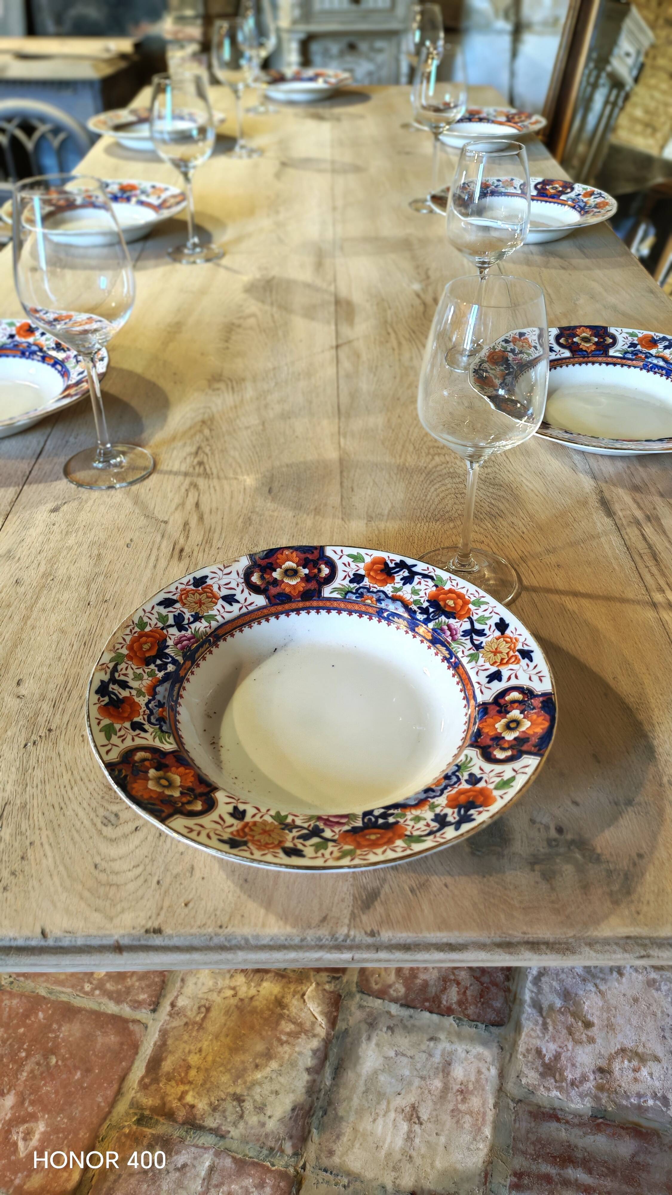 French solid oak farmhouse table 239x89 Raw patinated