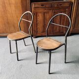 Set of 2 Mobilor chairs - 1950 - metal and wood