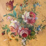 Old and large painted sheet metal tray / late 19th century