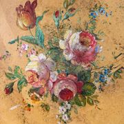 Old and large painted sheet metal tray / late 19th century
