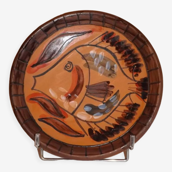 Assiette creuse terre cuite polychrome FPP J. Calvas-Blanchon et J. Rossignol 1950